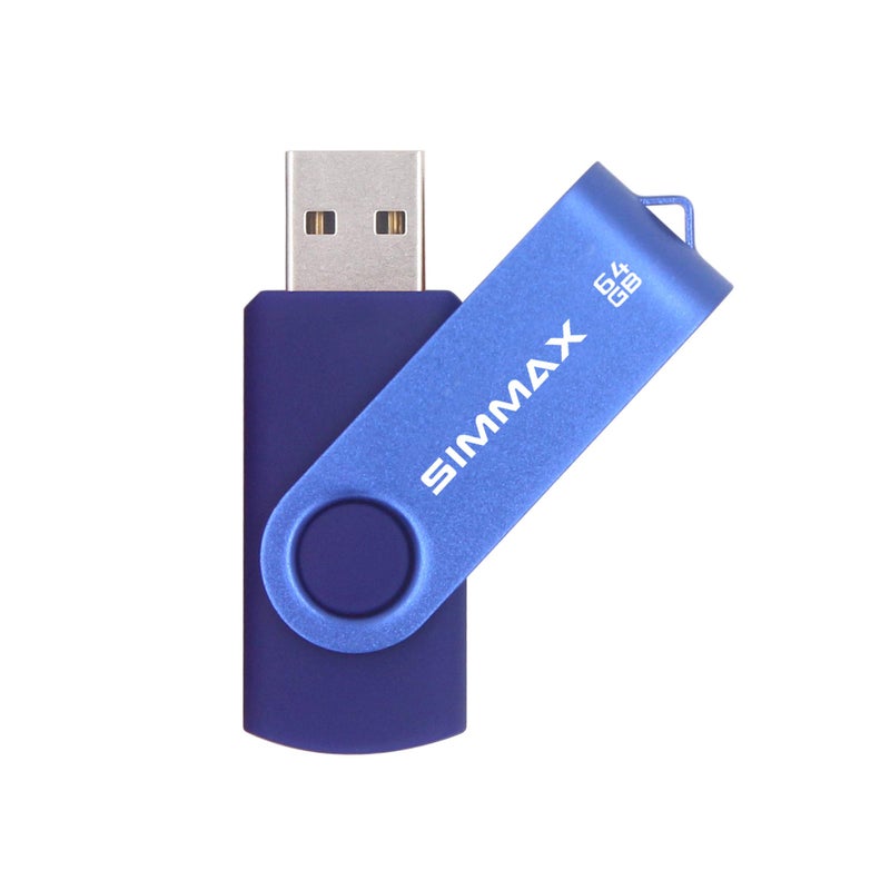 SIMMAX 3 Pack 64GB Memory Stick USB 2.0 Flash Drives Swivel Thumb Drive Pen Drive (64GB Pink Blue Green) - Image 3